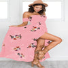 Off Shoulder Print Maxi Dress - Female Side Split Summer Dress 2019