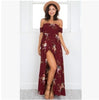 Off Shoulder Print Maxi Dress - Female Side Split Summer Dress 2019