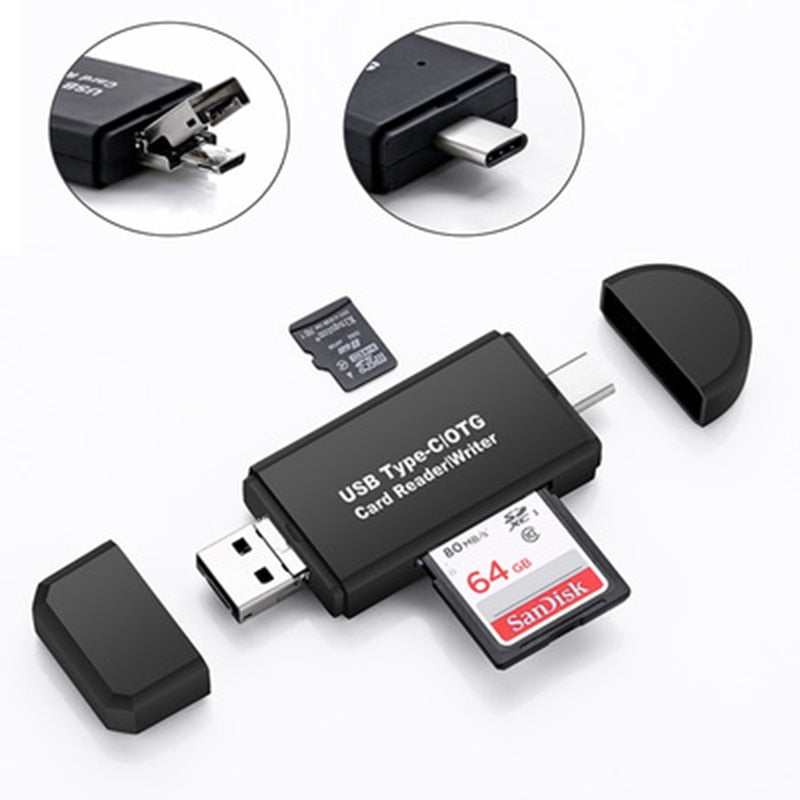 3 In 1 OTG Card Reader (Type C - micro USB - USB)